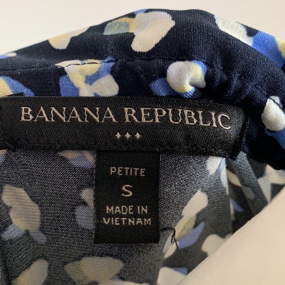 Banana Republic Midi Dress Blue Petite Small Sleeveless High Neck Geometric - Picture 2 of 9